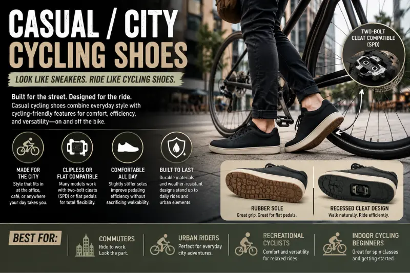 casual city cycling shoes