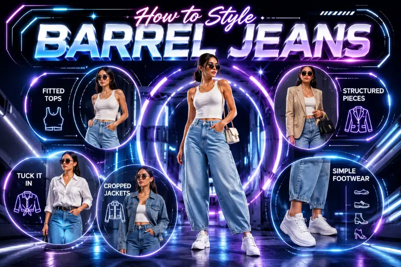 how to style barrel jeans
