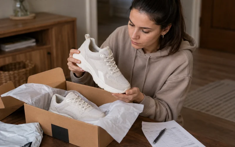 inspect the shoes immediately upon arrival