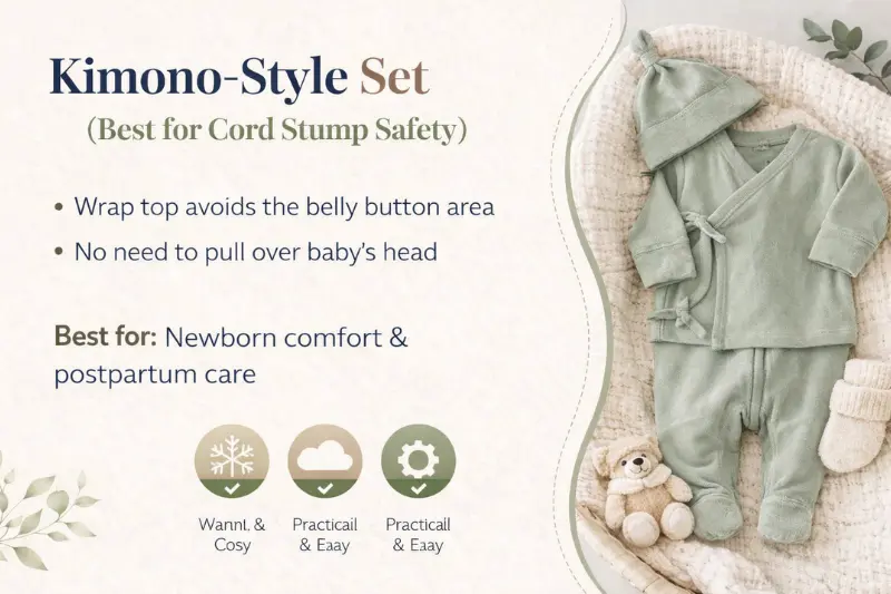 kimono style set best for cord stump safety