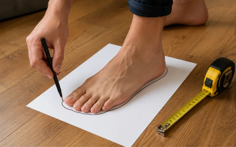 measure your foot length and width at home
