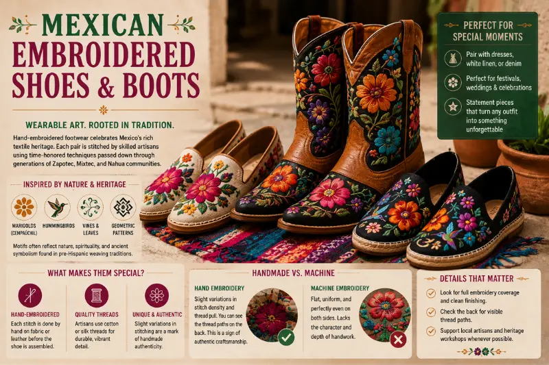 mexican embroidered shoes and boots
