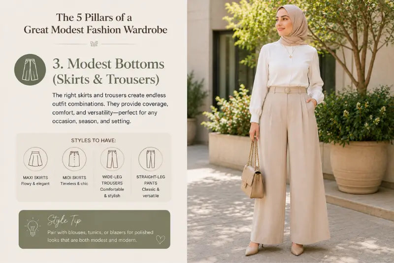 modest bottoms (skirts & trousers)