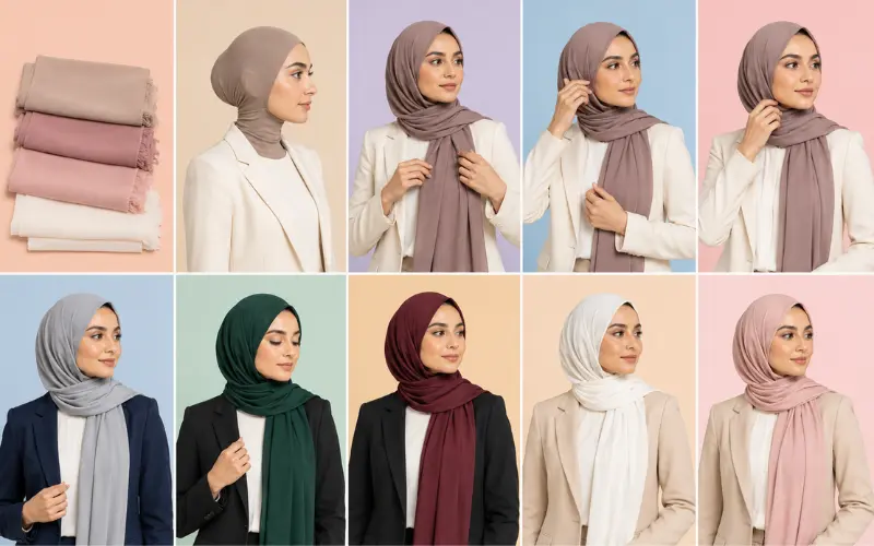step by step how to style hijab with blazer for office wear