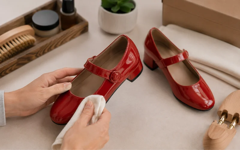 caring for red shoes