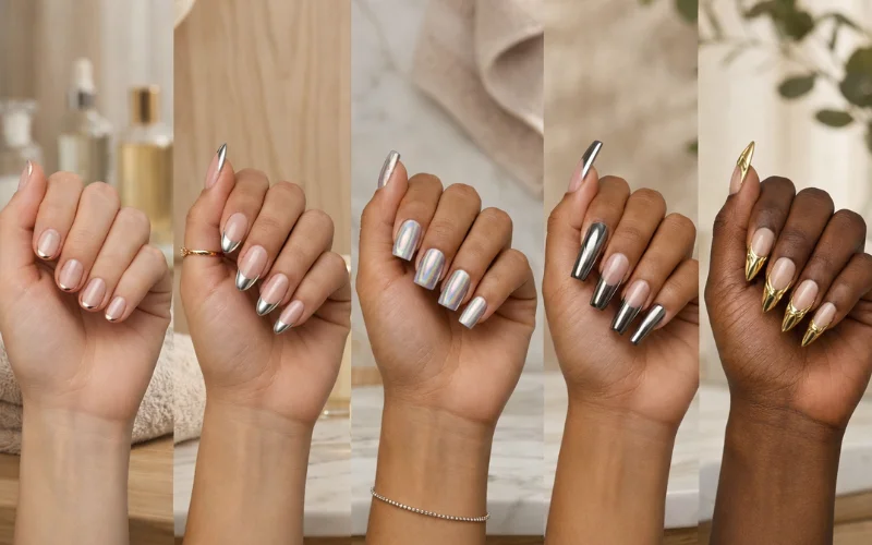 choosing a nail shape and length for chrome french tips